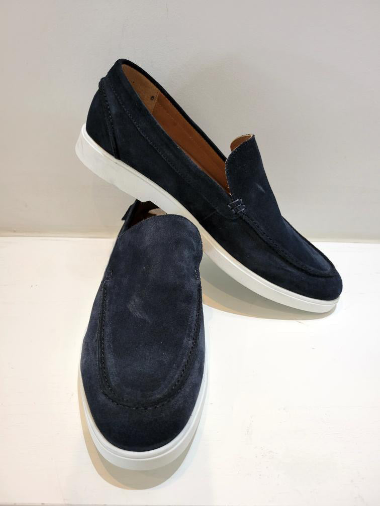 Navy Suede Slip Ons