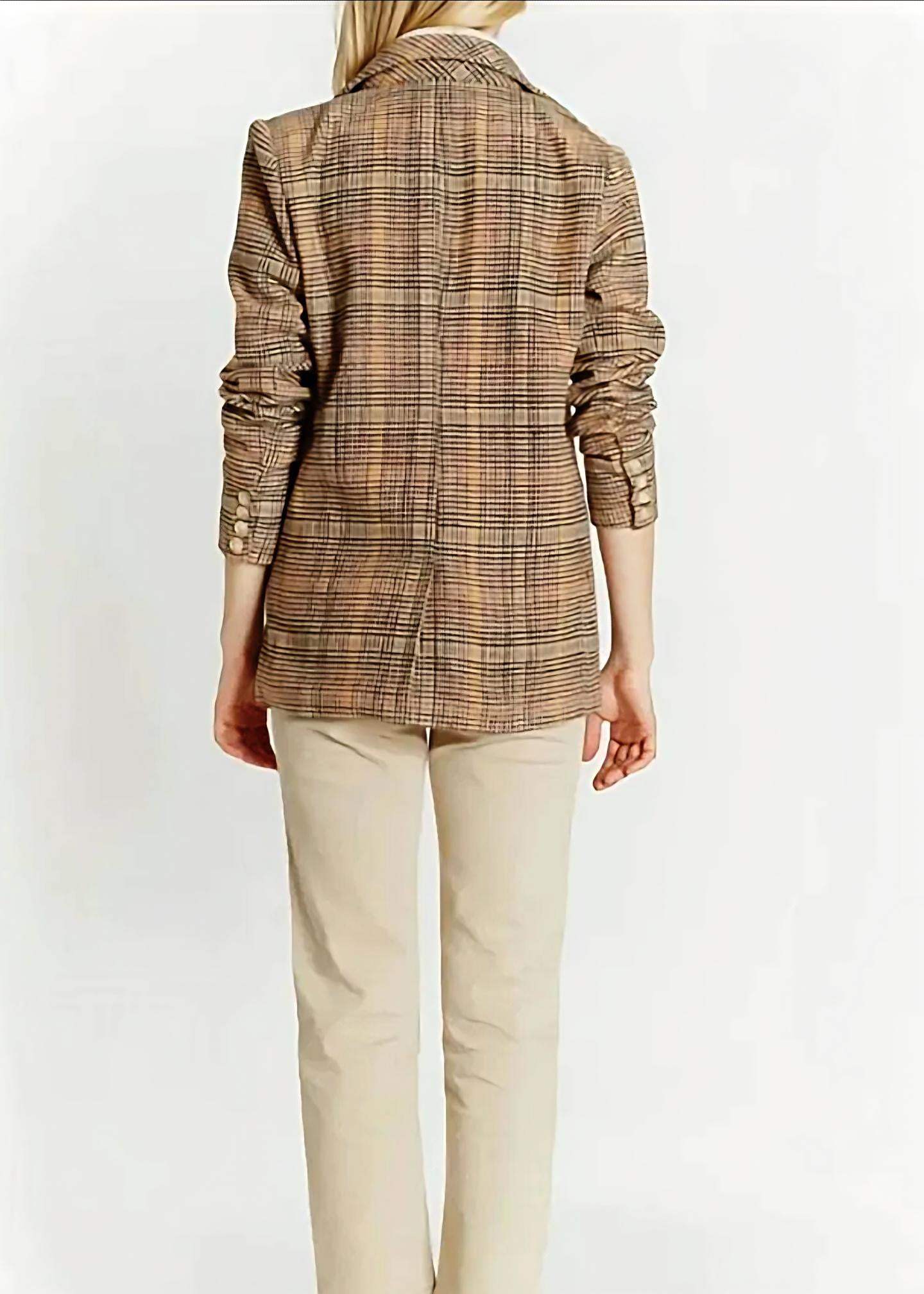 Oat New York Houndstooth Blazer - Olive and Cream