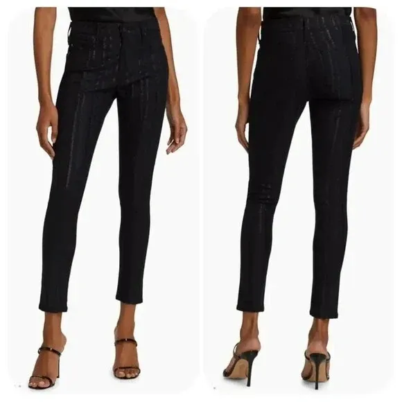 AG Jeans Farrah Skinny Ankle Metallic Stripe Jeans