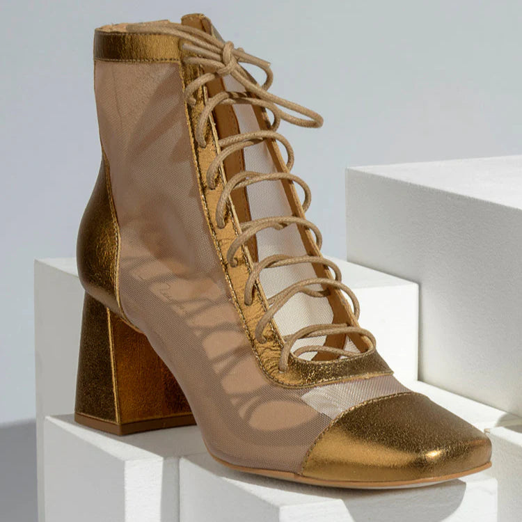 Juliana Heels - Giselle Sheer Gold Dipped Ankle Boot