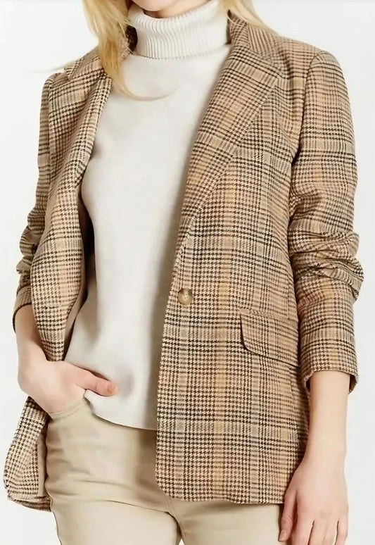 Oat New York Houndstooth Blazer - Olive and Cream