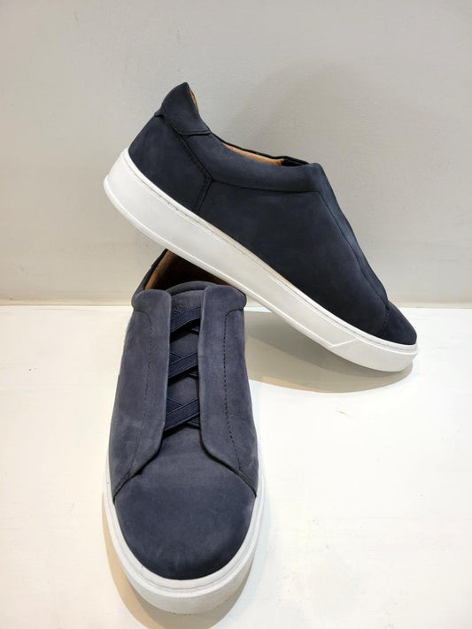 Navy Suede Shoes with Elastic Ties