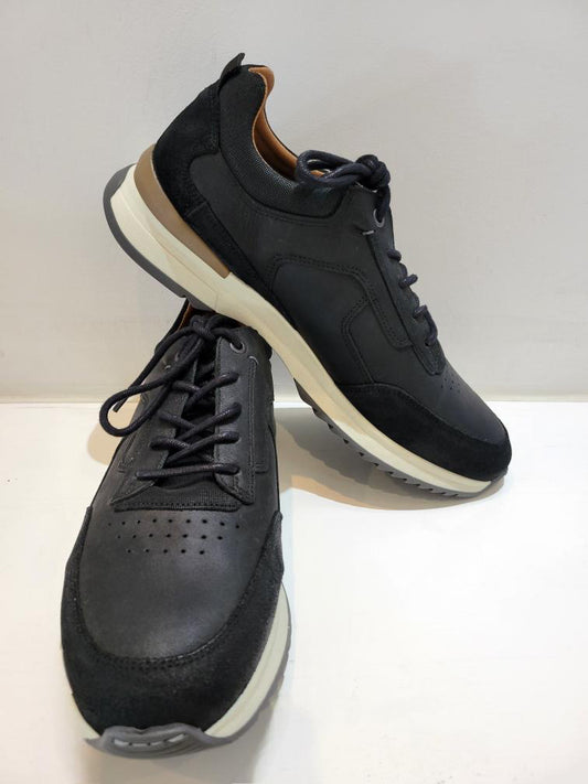 Black Suede & Leather Tie Up Sneaker