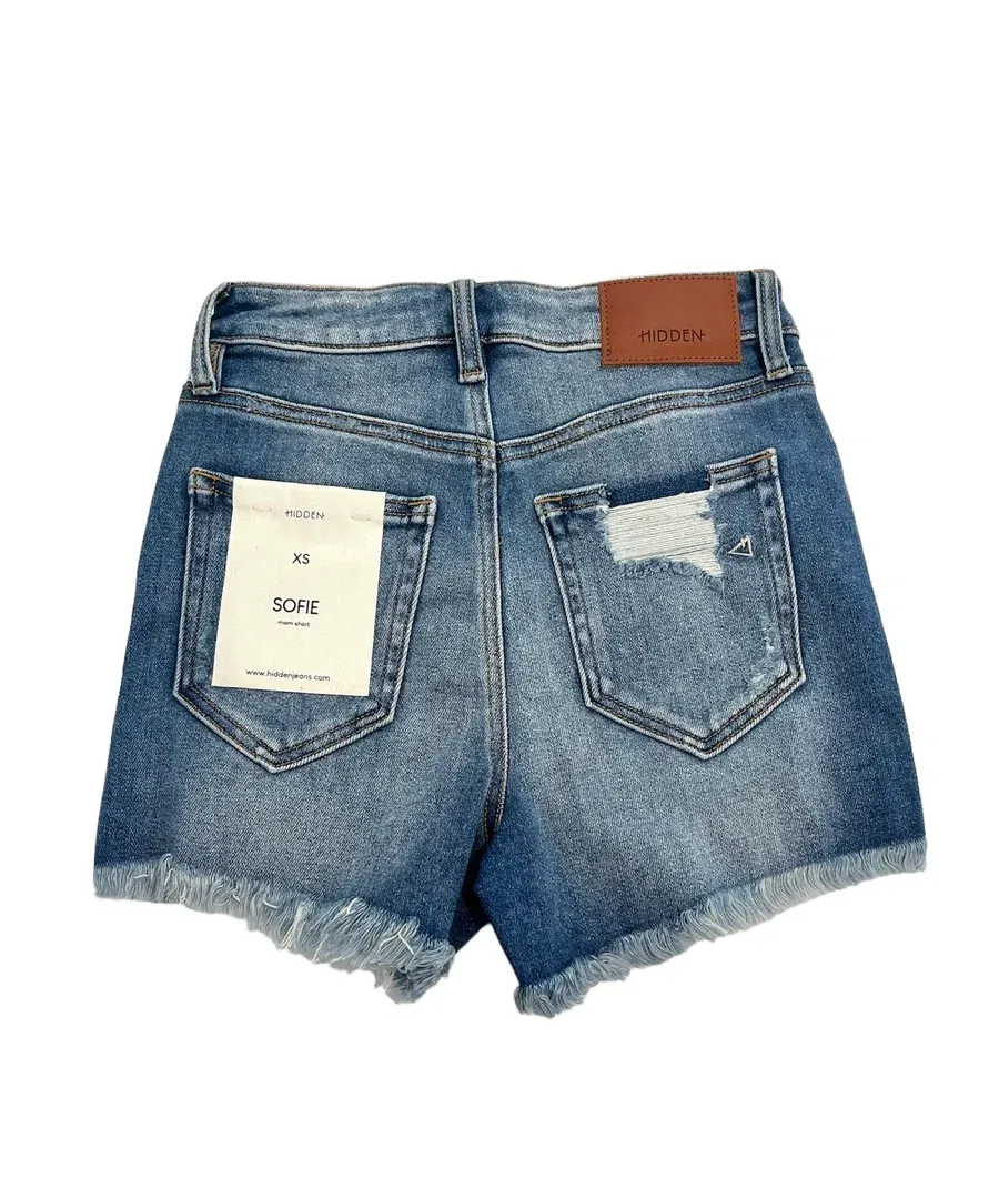 HIDDEN - Sofie High Rise Mom Shorts with Raw Hem