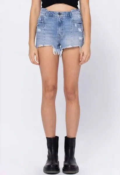 HIDDEN - Sofie High Rise Mom Shorts with Raw Hem