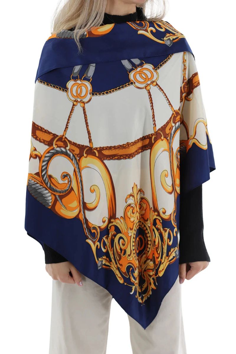 Navy Chain Link Poncho